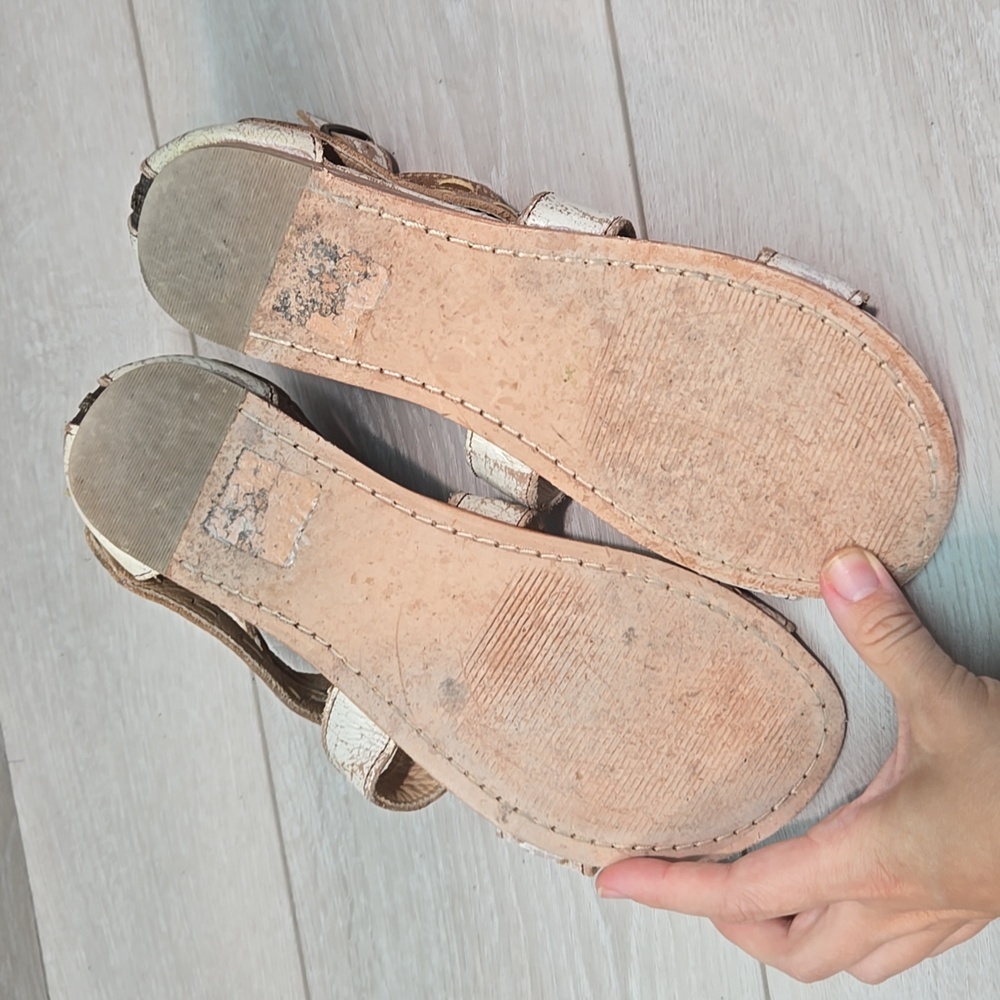 🤍🤎 Bed Stu Distressed White and Brown Artemis Sandals - Picture 10 of 12